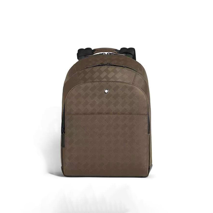 montblanc 3.0 hazelnut brown leather grid pattern backpack #221098